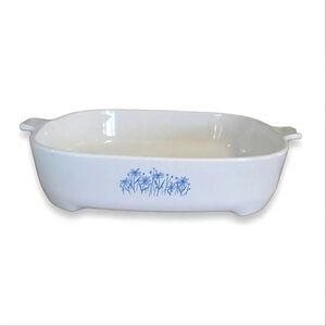 CorningWare VTG MW- 16 White Blue Daisy 10" Skillet Browning Dish